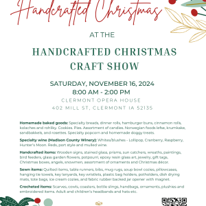 Post Photo for Handcrafted Christmas Craft Show – Clermont, IA