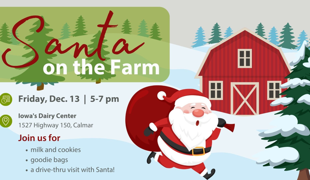 Post Photo for Drive-Thru Santa on the Farm at Iowa’s Dairy Center